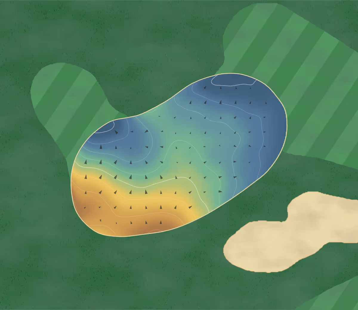 Green contour map of Bolingbrook in Bolingbrook, Illinois — 113 elevation contours at a 3-inch interval with fall-line arrows, traced from 1-meter lidar