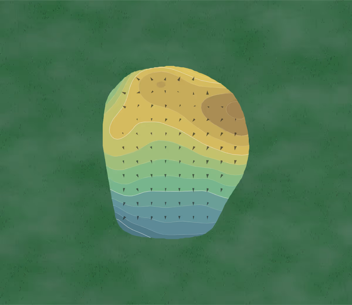 Green contour map of Bonnie Dundee in Carpentersville, Illinois — 206 elevation contours at a 3-inch interval with fall-line arrows, traced from 1-meter lidar