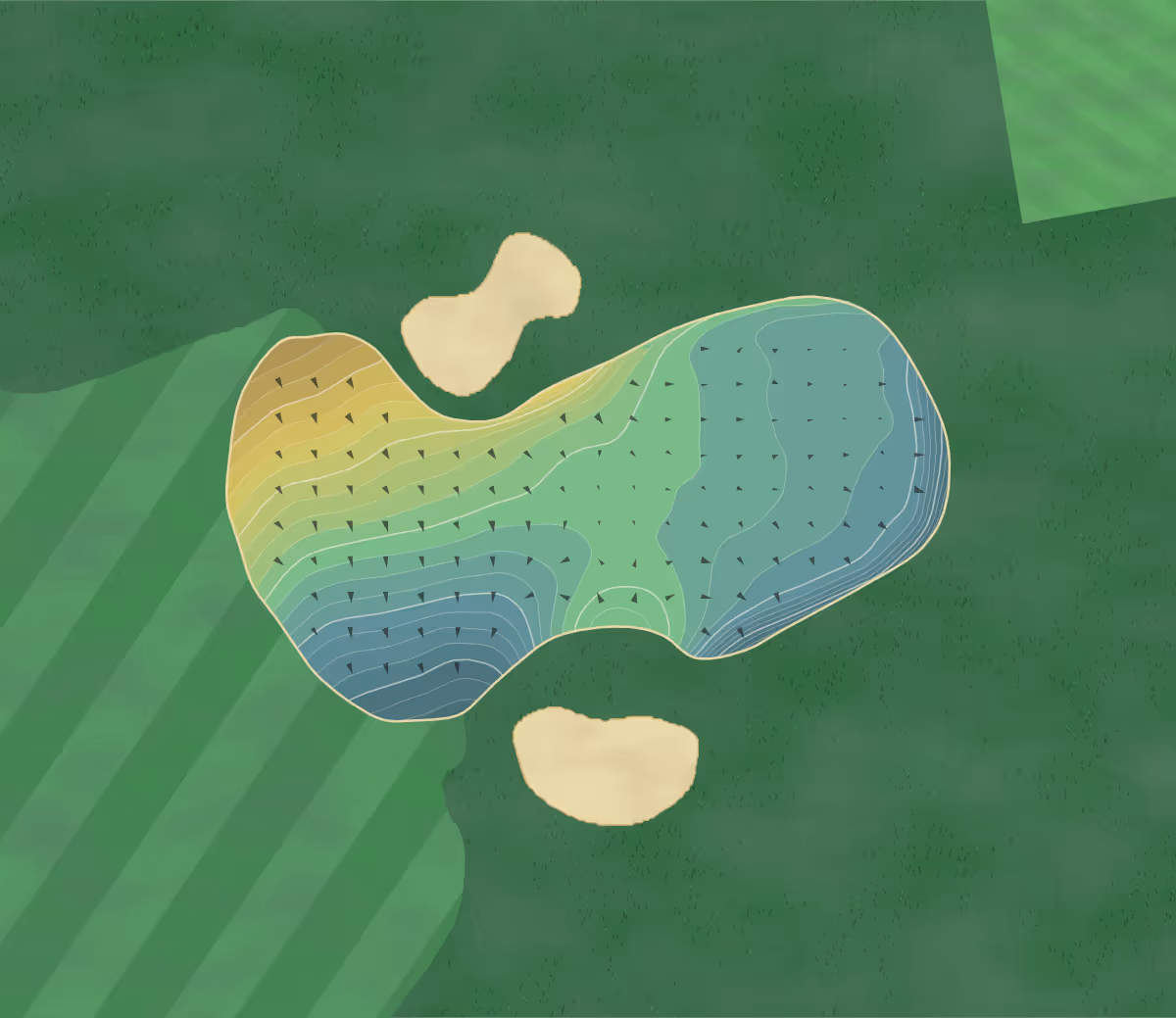Green contour map of Bonnybridge in Bonnybridge, Scotland — 145 elevation contours at a 8-centimeter interval with fall-line arrows, traced from 1-meter lidar