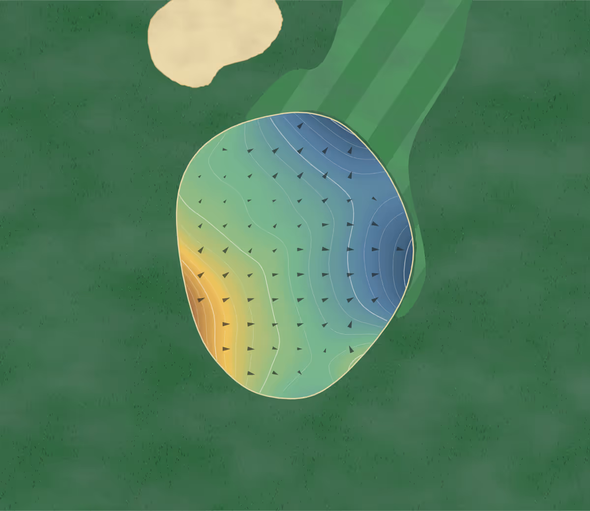 Green contour map of Bookcliff in Grand Junction, Colorado: 207 elevation contours at a 3-inch interval with fall-line arrows, traced from 1-meter lidar