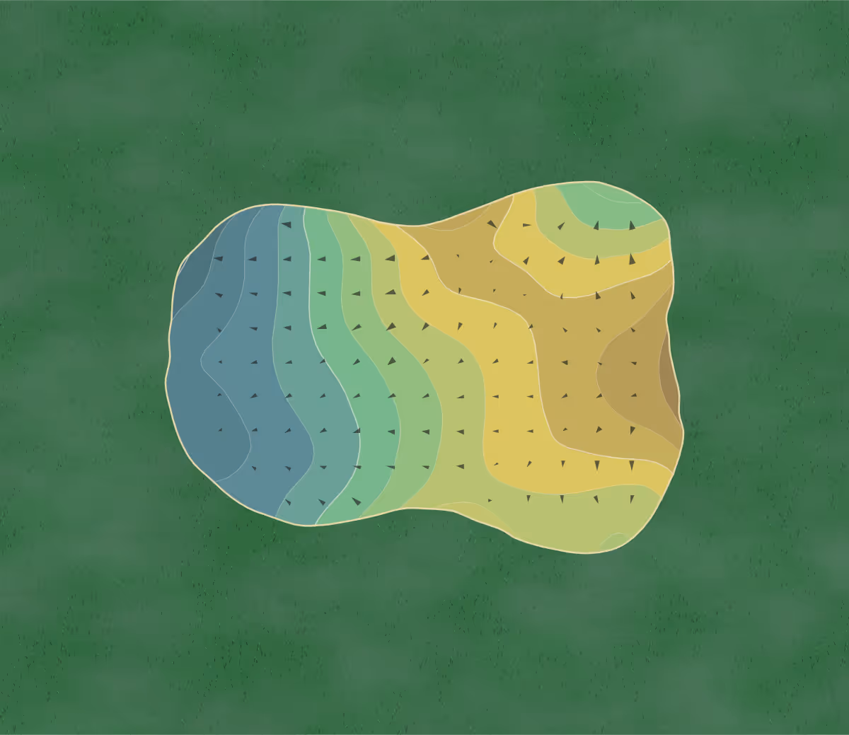Green contour map of Boone Creek in McHenry, Illinois — 175 elevation contours at a 3-inch interval with fall-line arrows, traced from 1-meter lidar