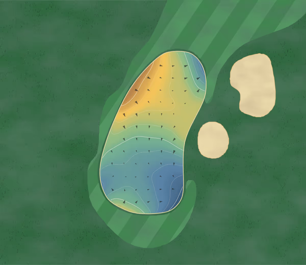 Green contour map of Boot Ranch in Fredericksburg, Texas — 142 elevation contours at a 3-inch interval with fall-line arrows, traced from 1-meter lidar