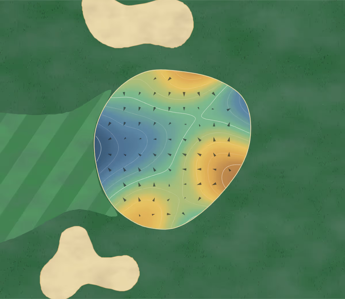 Green contour map of Boughton Ridge in Bolingbrook, Illinois — 92 elevation contours at a 3-inch interval with fall-line arrows, traced from 1-meter lidar