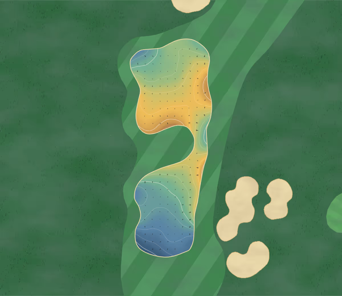 Green contour map of Boulcott's Farm in Wellington, New Zealand — 232 elevation contours at a 8-centimeter interval with fall-line arrows, traced from 1-meter lidar