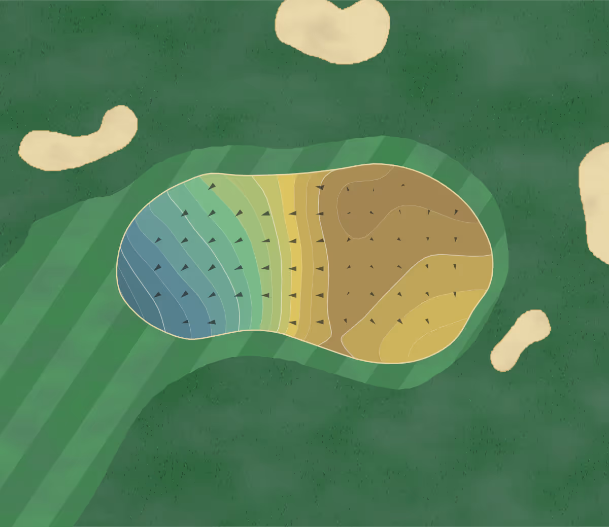 Green contour map of The Boulders in Carefree, Arizona — 231 elevation contours at a 3-inch interval with fall-line arrows, traced from 1-meter lidar