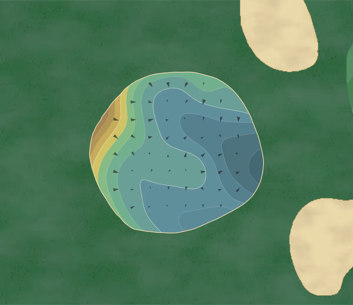 Green contour map of Bowden in Macon, Georgia — 174 elevation contours at a 3-inch interval with fall-line arrows, traced from 1-meter lidar
