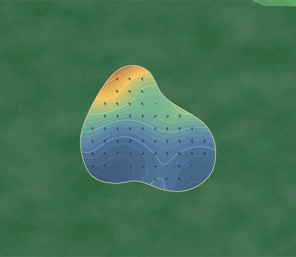 Green contour map of Bowen Island in Bowen Island, Canada — 147 elevation contours at a 8-centimeter interval with fall-line arrows, traced from 1-meter lidar