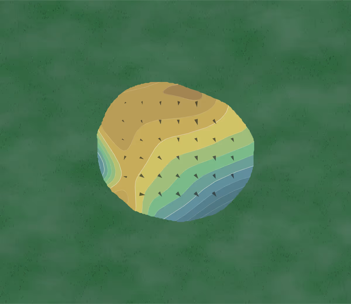 Green contour map of Bowling Green in Ohio, United States — 78 elevation contours at a 3-inch interval with fall-line arrows, traced from 1-meter lidar