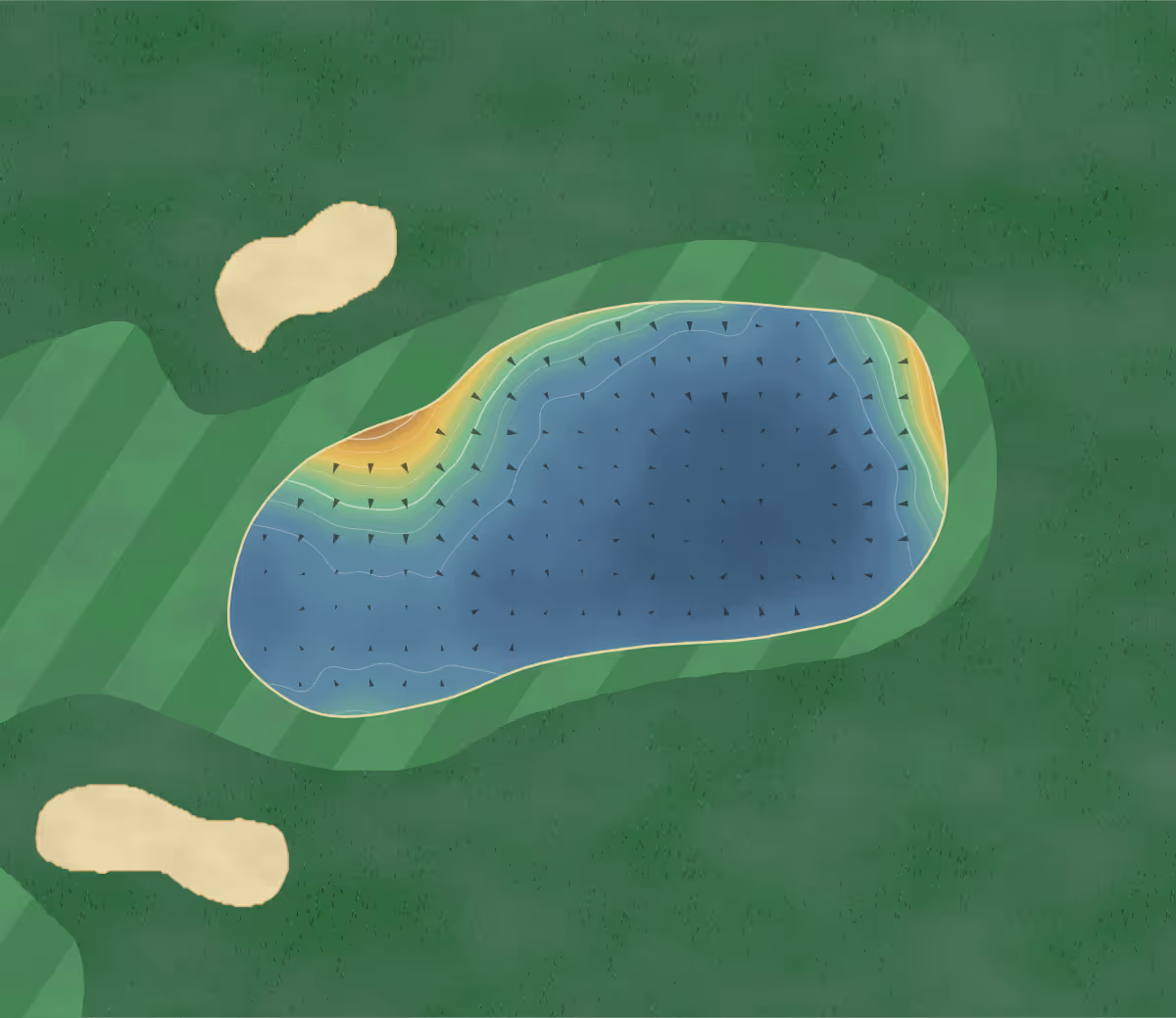 Green contour map of Blairgowrie in Blairgowrie, Scotland: 157 elevation contours at a 8-centimeter interval with fall-line arrows, traced from 1-meter lidar
