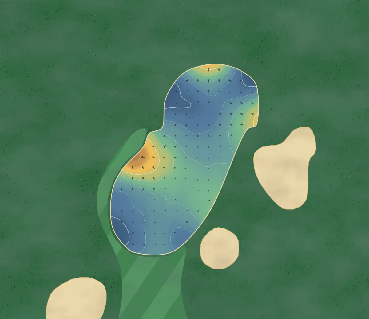 Green contour map of Branston in Burton on Trent, England — 124 elevation contours at a 8-centimeter interval with fall-line arrows, traced from 1-meter lidar