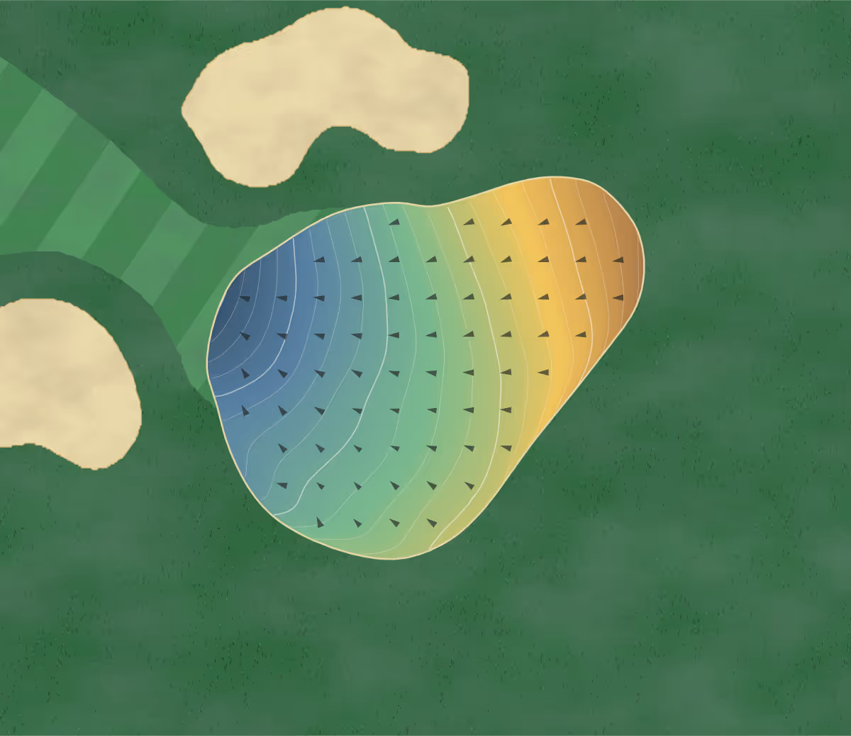 Green contour map of Brantford in Branford, Canada — 201 elevation contours at a 8-centimeter interval with fall-line arrows, traced from 1-meter lidar