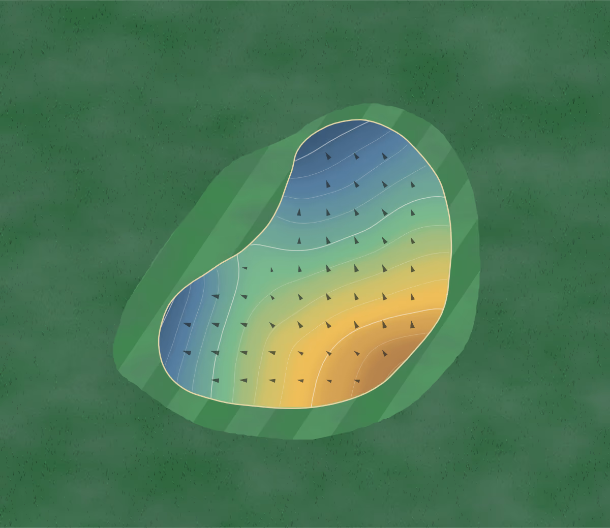 Green contour map of Brasstown Valley in Young Harris, Georgia: 111 elevation contours at a 3-inch interval with fall-line arrows, traced from 1-meter lidar