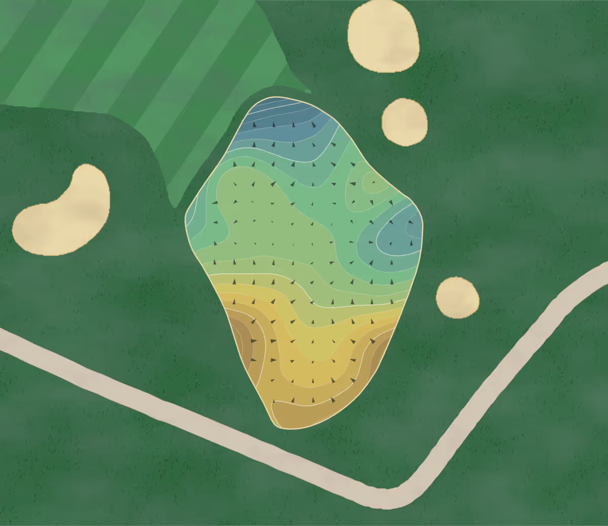 Green contour map of Brattleboro CC in Brattleboro, Vermont — 278 elevation contours at a 3-inch interval with fall-line arrows, traced from 1-meter lidar