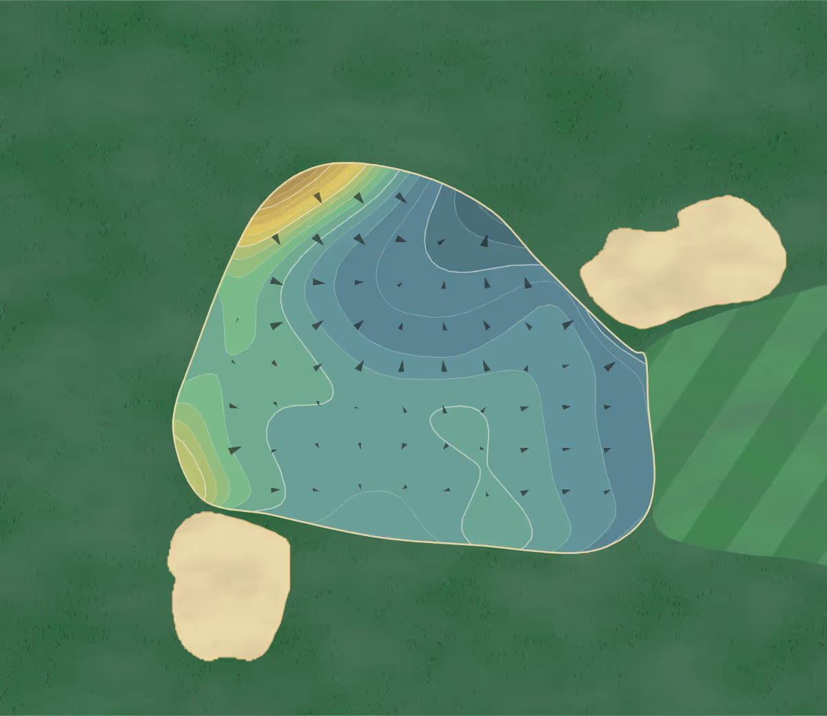 Green contour map of Breakers Ocean in Palm Beach, Florida — 282 elevation contours at a 3-inch interval with fall-line arrows, traced from 1-meter lidar