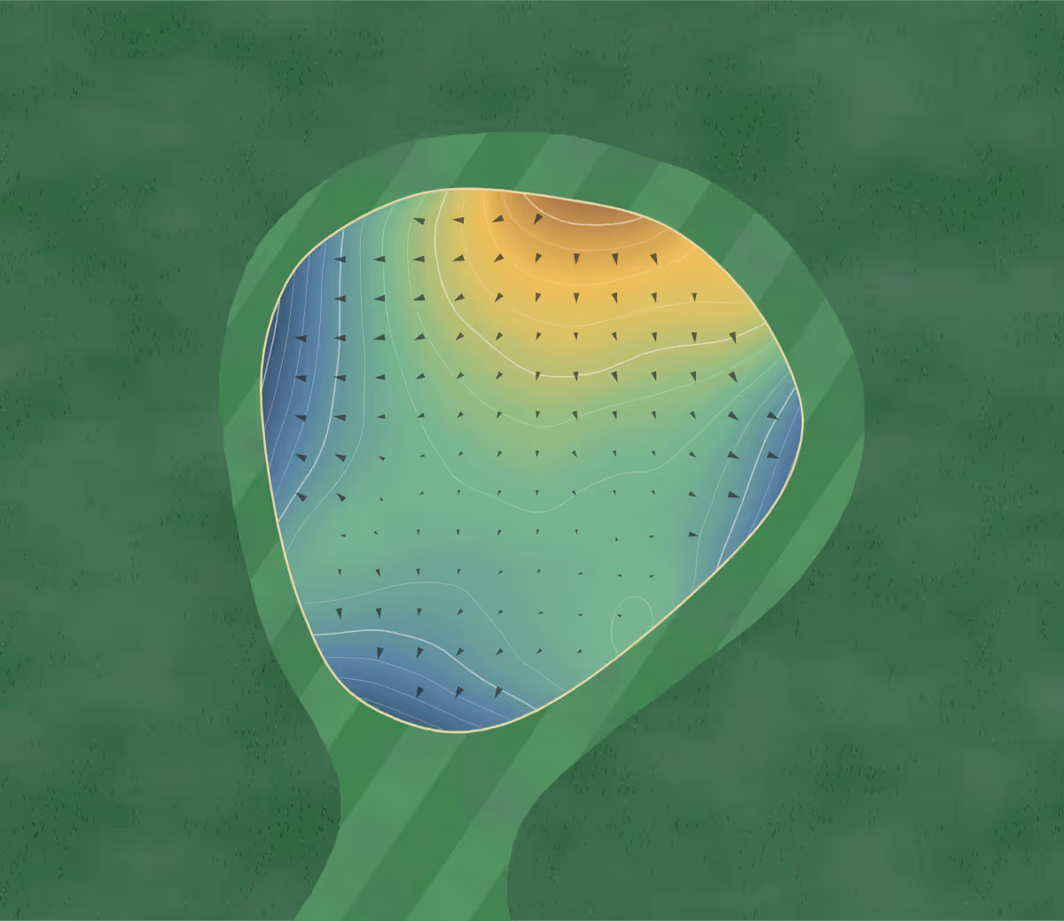 Green contour map of Breda Golf Club in Breda, Iowa: 117 elevation contours at a 3-inch interval with fall-line arrows, traced from 1-meter lidar