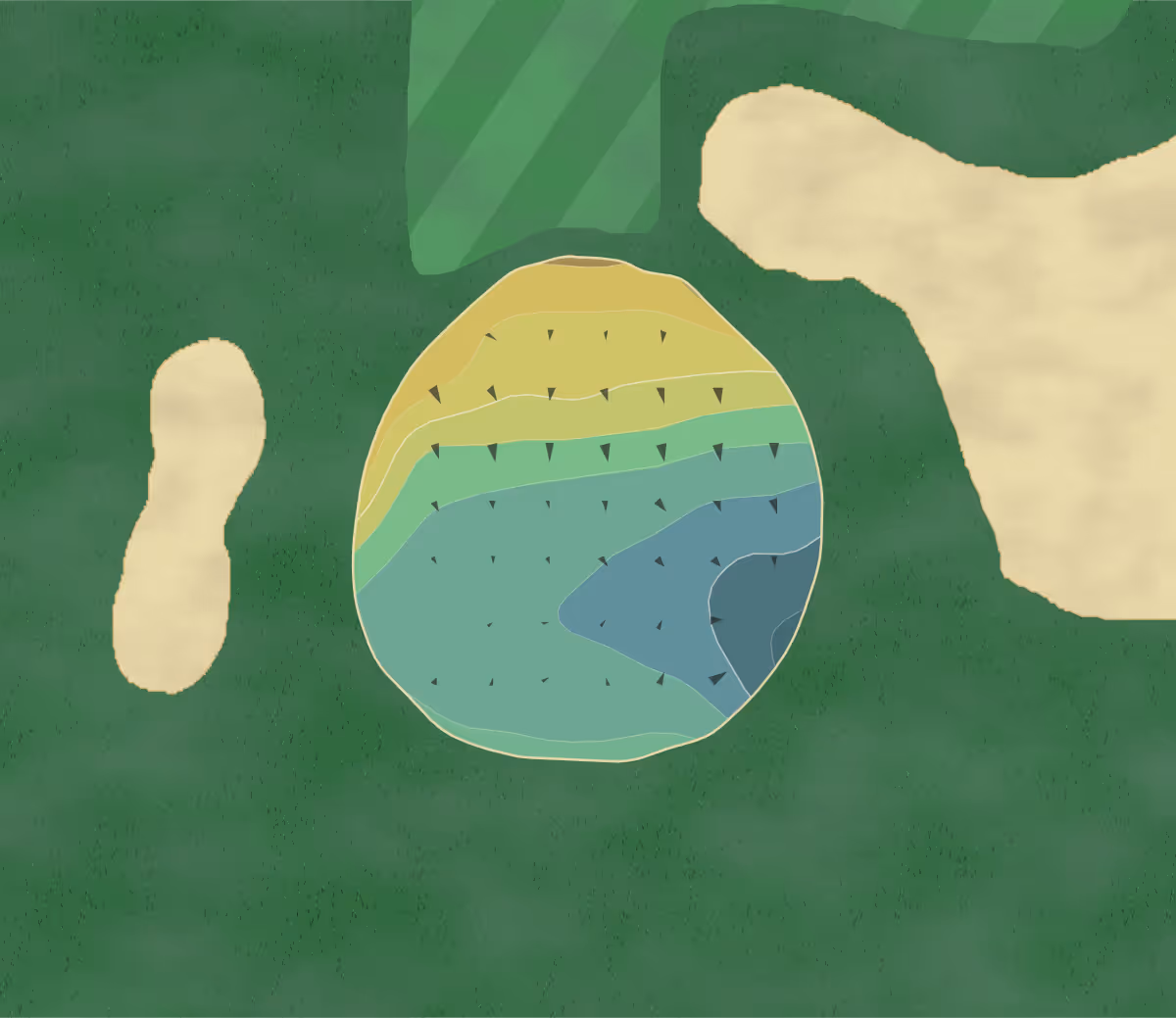 Green contour map of Brentwood Country in Brentwood, New York — 103 elevation contours at a 3-inch interval with fall-line arrows, traced from 1-meter lidar