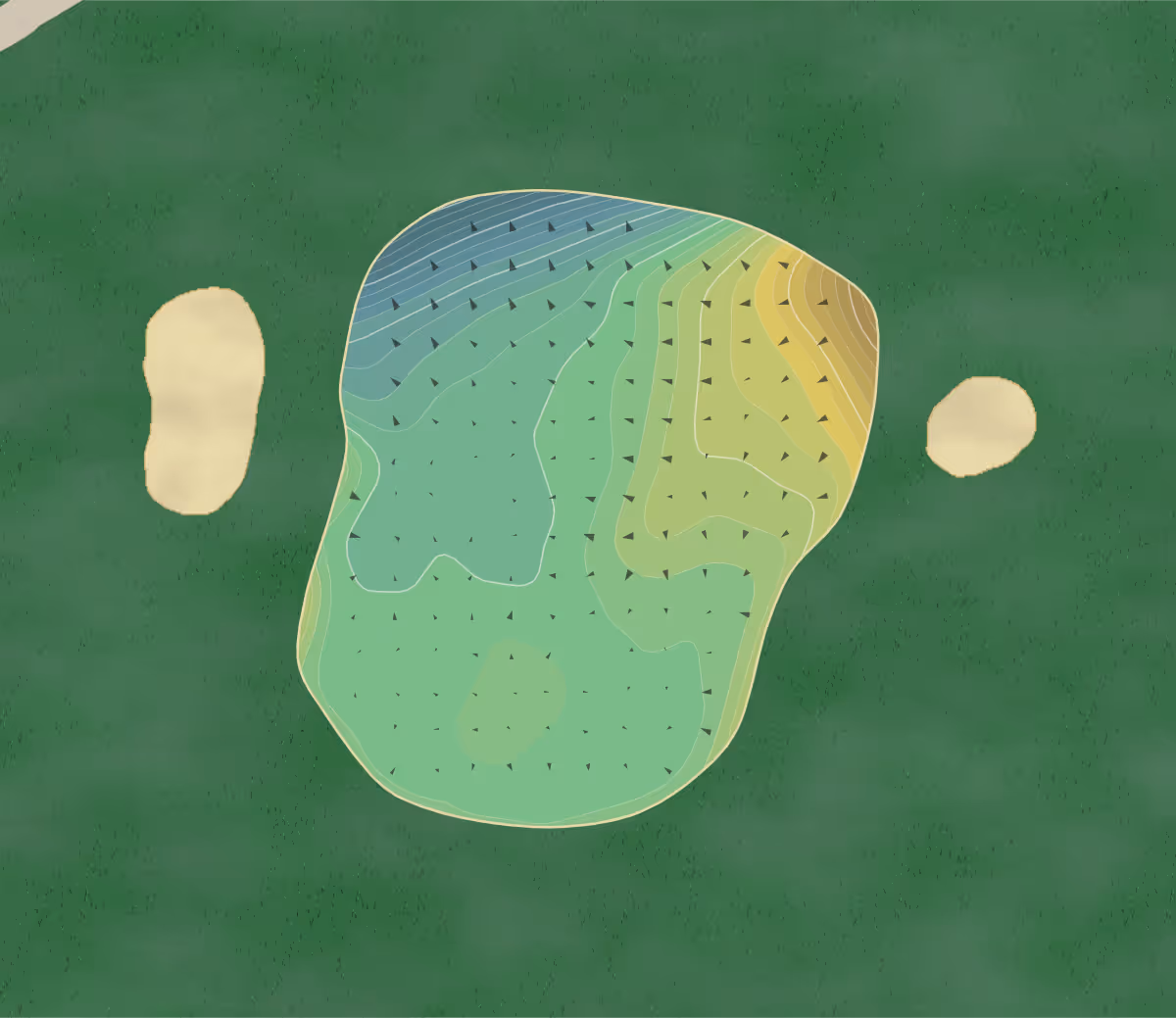 Green contour map of Brentwood in White Lake, Michigan — 217 elevation contours at a 3-inch interval with fall-line arrows, traced from 1-meter lidar