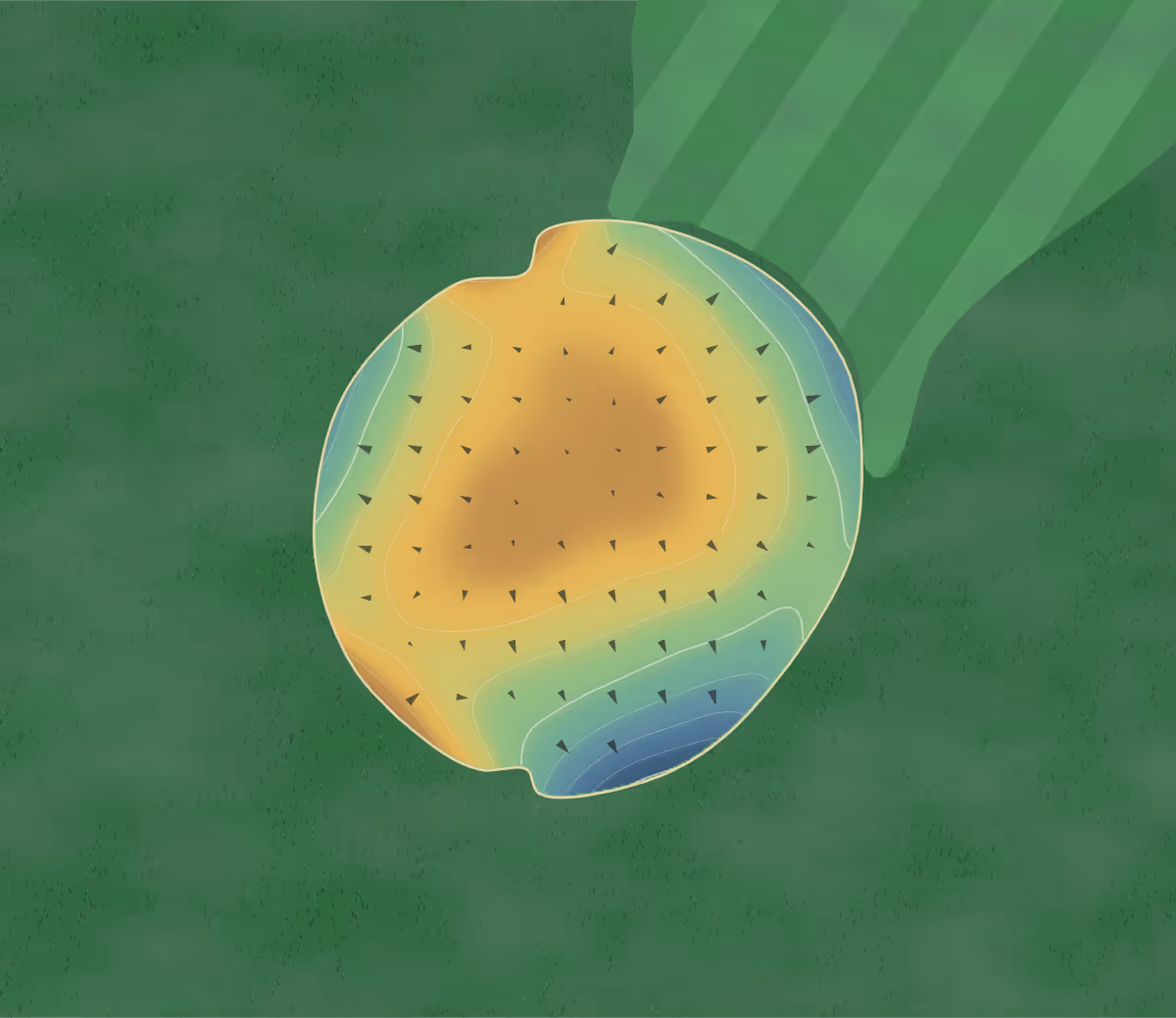 Green contour map of Briarbrook in Carl Junction, Missouri — 126 elevation contours at a 3-inch interval with fall-line arrows, traced from 1-meter lidar