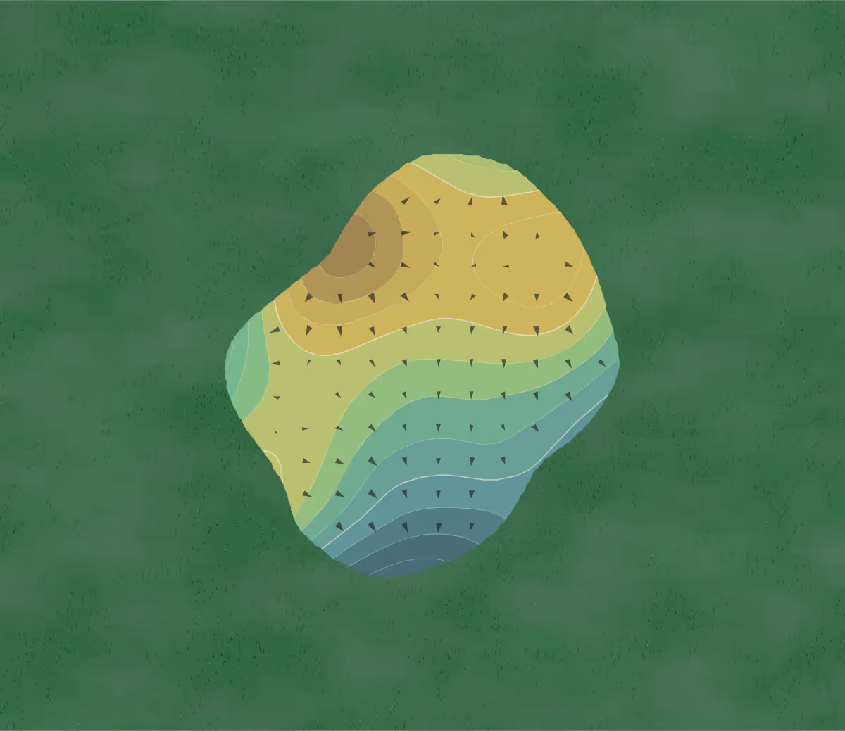 Green contour map of Briardale Greens in Euclid, Ohio — 155 elevation contours at a 3-inch interval with fall-line arrows, traced from 1-meter lidar