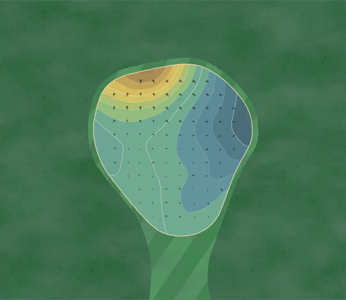 Green contour map of Briarwood in Deerfield, Illinois — 83 elevation contours at a 3-inch interval with fall-line arrows, traced from 1-meter lidar