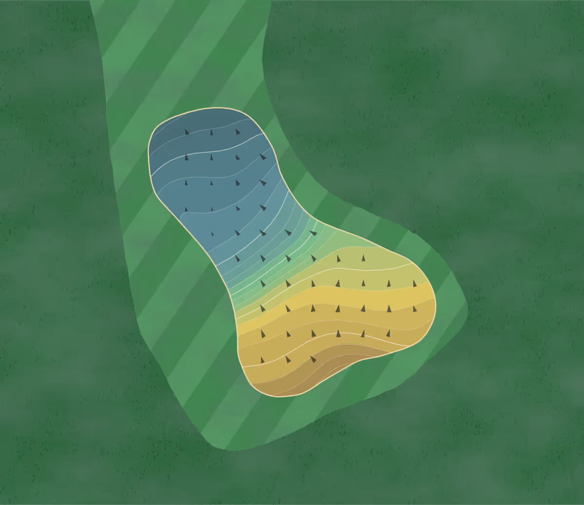 Green contour map of Bridgemill Athletic in Canton, Georgia — 169 elevation contours at a 3-inch interval with fall-line arrows, traced from 1-meter lidar