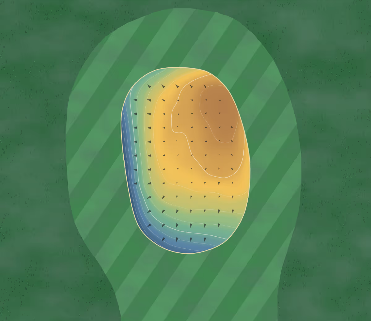 Green contour map of Bridger Mountain in Star Valley Ranch, Wyoming: 104 elevation contours at a 3-inch interval with fall-line arrows, traced from 1-meter lidar