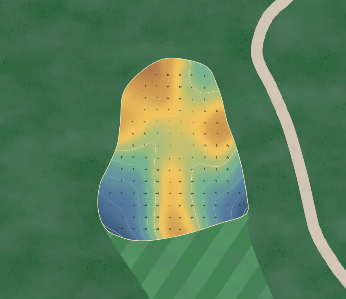 Green contour map of Bridges in Sun Prairie, Wisconsin — 140 elevation contours at a 3-inch interval with fall-line arrows, traced from 1-meter lidar