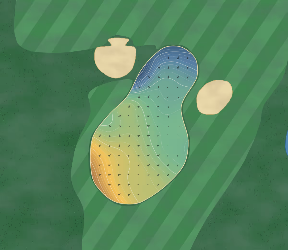Green contour map of Brightwater Club in Gypsum, Colorado: 143 elevation contours at a 3-inch interval with fall-line arrows, traced from 1-meter lidar