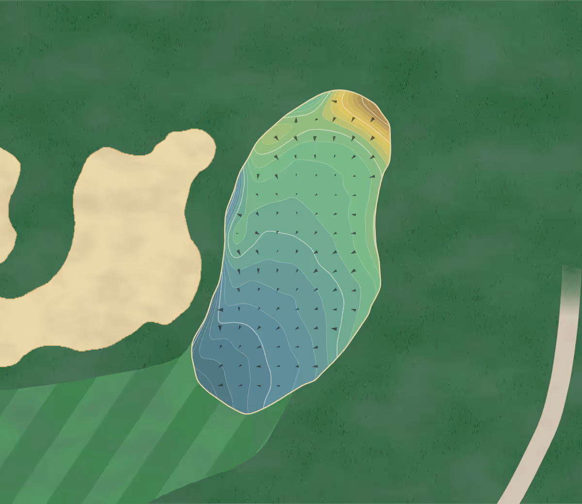 Green contour map of Broad Run in West Chester, Pennsylvania — 250 elevation contours at a 3-inch interval with fall-line arrows, traced from 1-meter lidar
