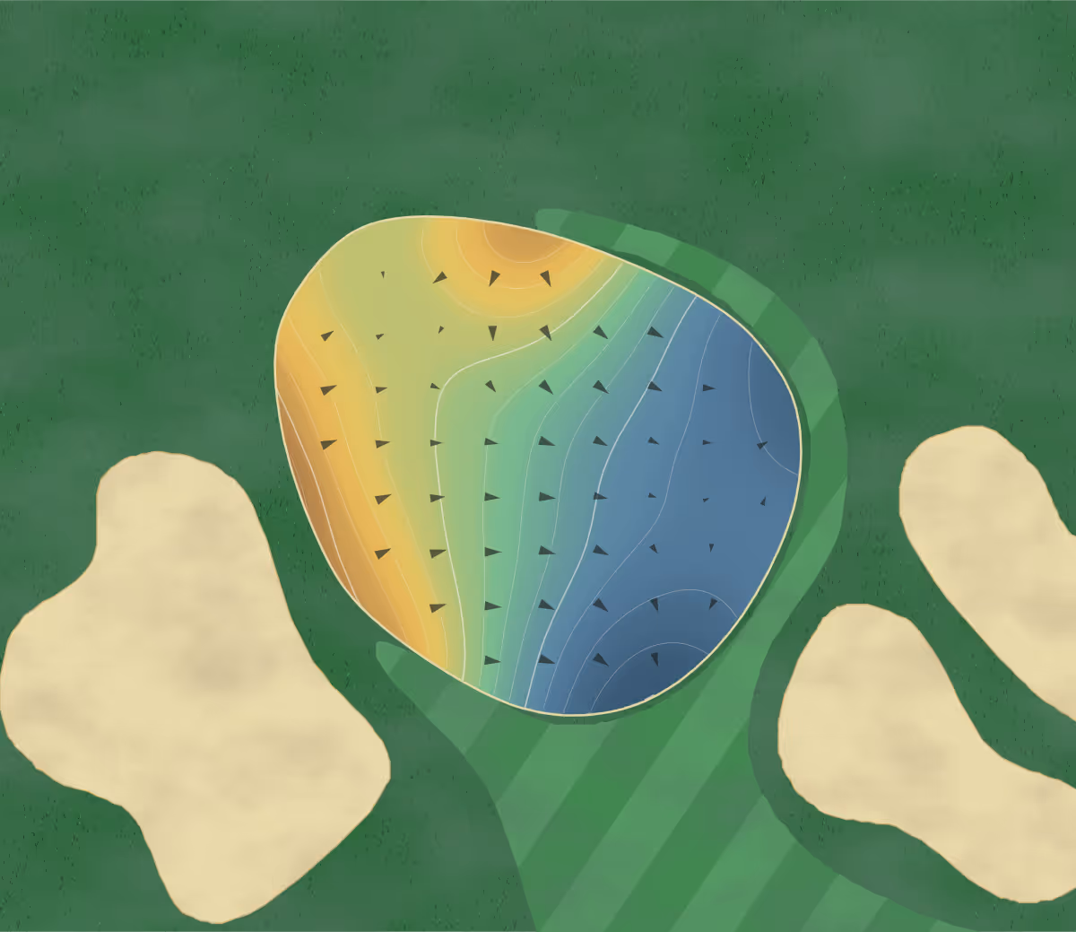 Green contour map of Broad Stripes Golf in Summerfield, Florida — 181 elevation contours at a 3-inch interval with fall-line arrows, traced from 1-meter lidar