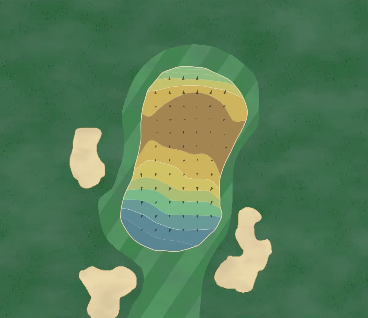 Green contour map of Brookmeadow CC in Canton, Massachusetts — 149 elevation contours at a 3-inch interval with fall-line arrows, traced from 1-meter lidar