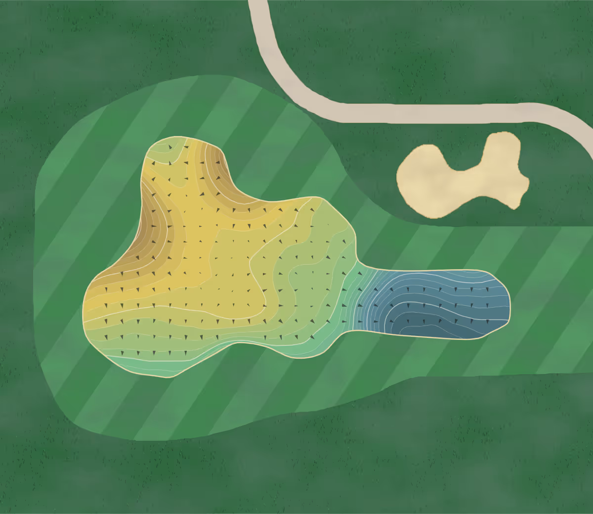 Green contour map of Brookshire in Williamston, Michigan — 238 elevation contours at a 3-inch interval with fall-line arrows, traced from 1-meter lidar