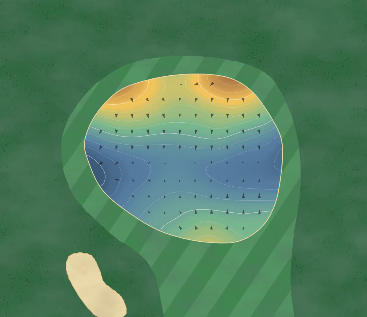 Green contour map of Brookwood in Buchanan, Michigan: 241 elevation contours at a 3-inch interval with fall-line arrows, traced from 1-meter lidar