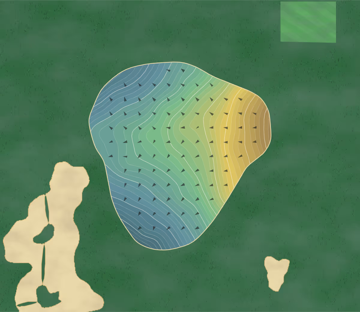 Green contour map of Broomsedge in Rembert, South Carolina — 434 elevation contours at a 3-inch interval with fall-line arrows, traced from 1-meter lidar