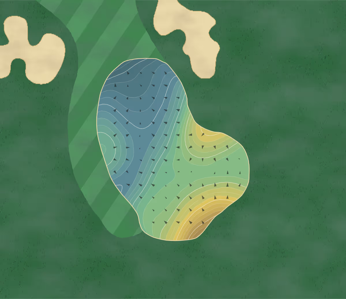 Green contour map of Bucks Club in Jamison, Pennsylvania — 300 elevation contours at a 3-inch interval with fall-line arrows, traced from 1-meter lidar