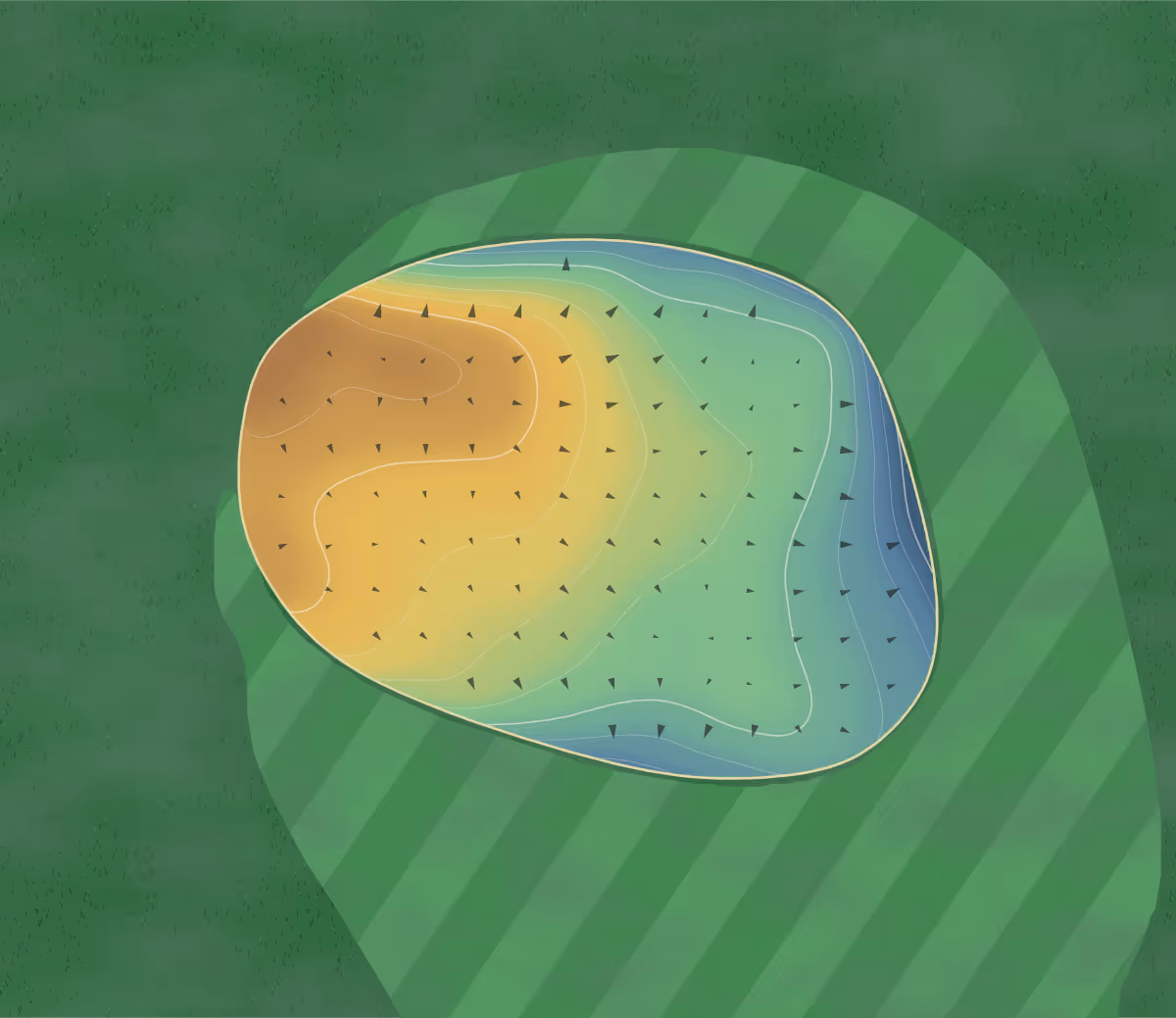 Green contour map of Buckskin in Washington, United States — 63 elevation contours at a 3-inch interval with fall-line arrows, traced from 1-meter lidar