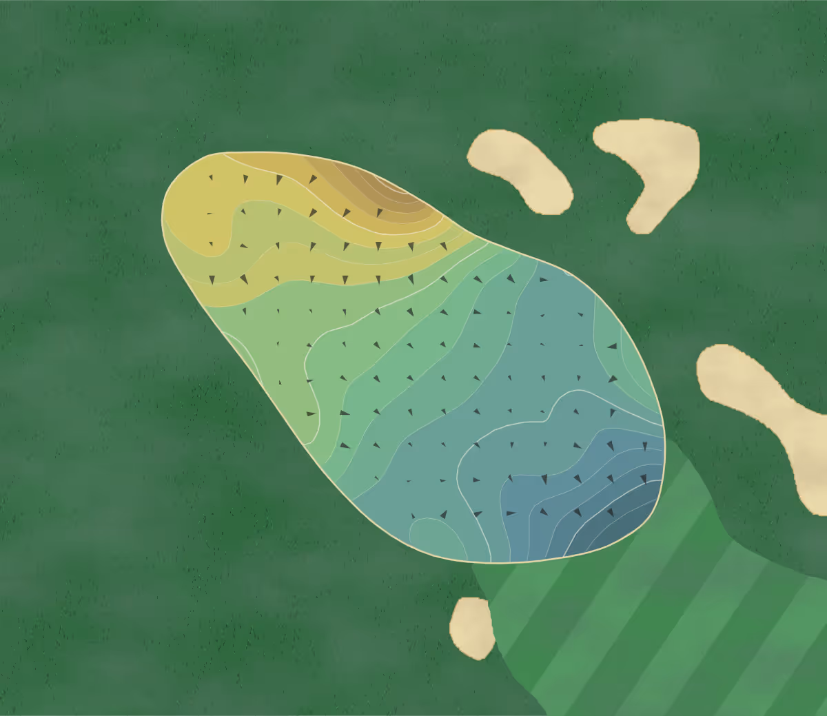 Green contour map of Bulle Rock in Havre de Grace, Maryland — 237 elevation contours at a 3-inch interval with fall-line arrows, traced from 1-meter lidar