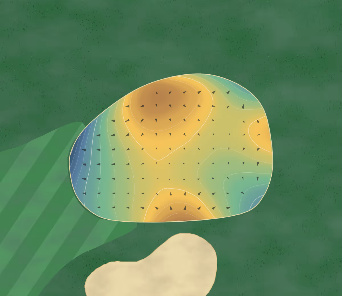 Green contour map of Bunker Hill in Colesburg, Iowa: 233 elevation contours at a 3-inch interval with fall-line arrows, traced from 1-meter lidar