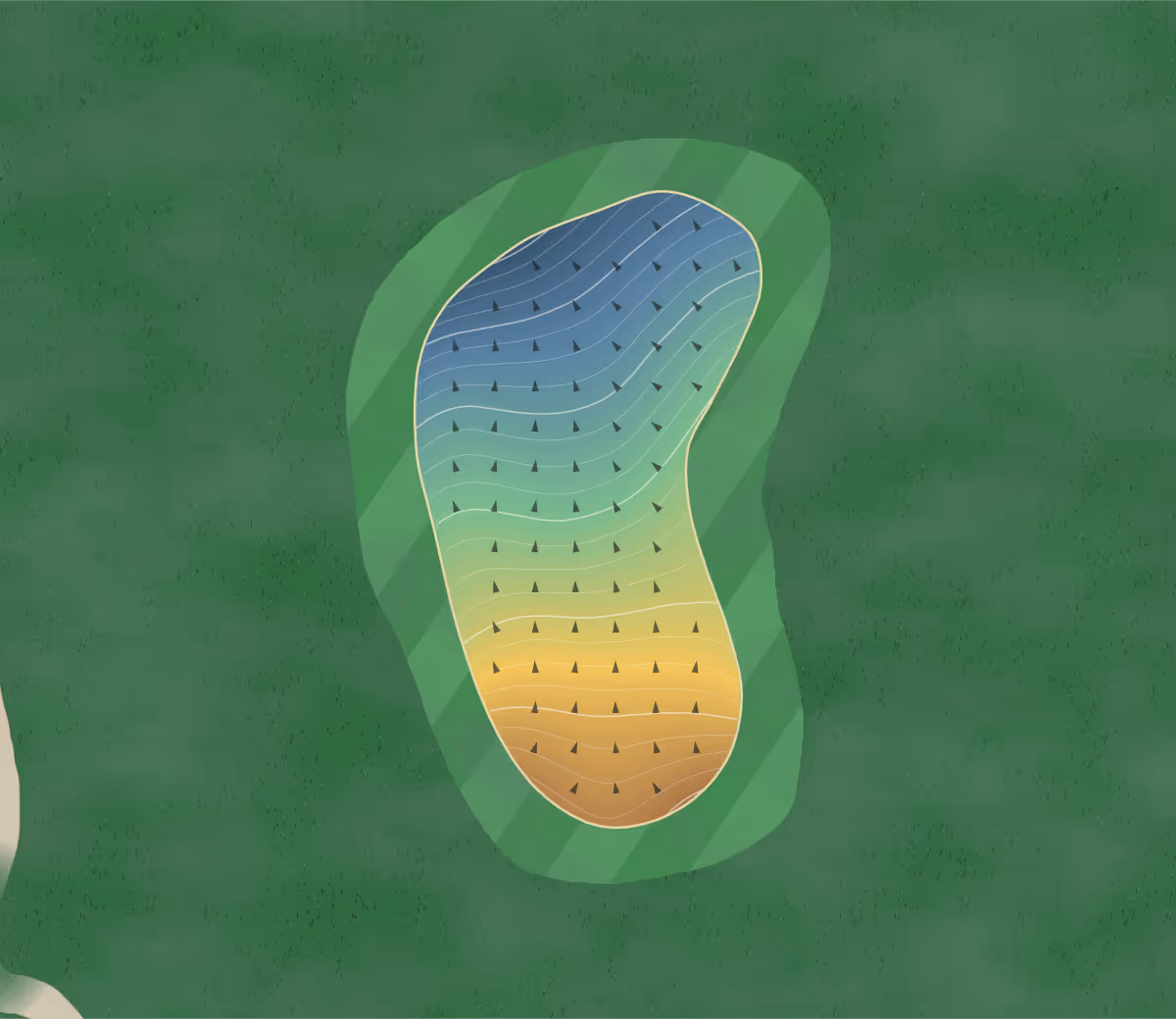 Green contour map of Burlington Gc in Burlington, Iowa — 251 elevation contours at a 3-inch interval with fall-line arrows, traced from 1-meter lidar