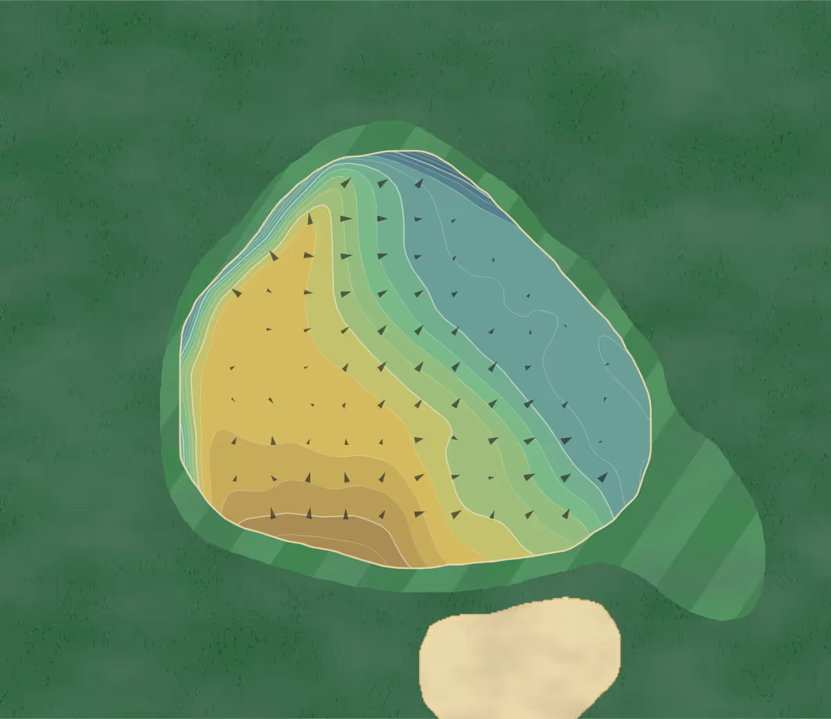 Green contour map of Burnt Pine in Destin, Florida — 241 elevation contours at a 3-inch interval with fall-line arrows, traced from 1-meter lidar