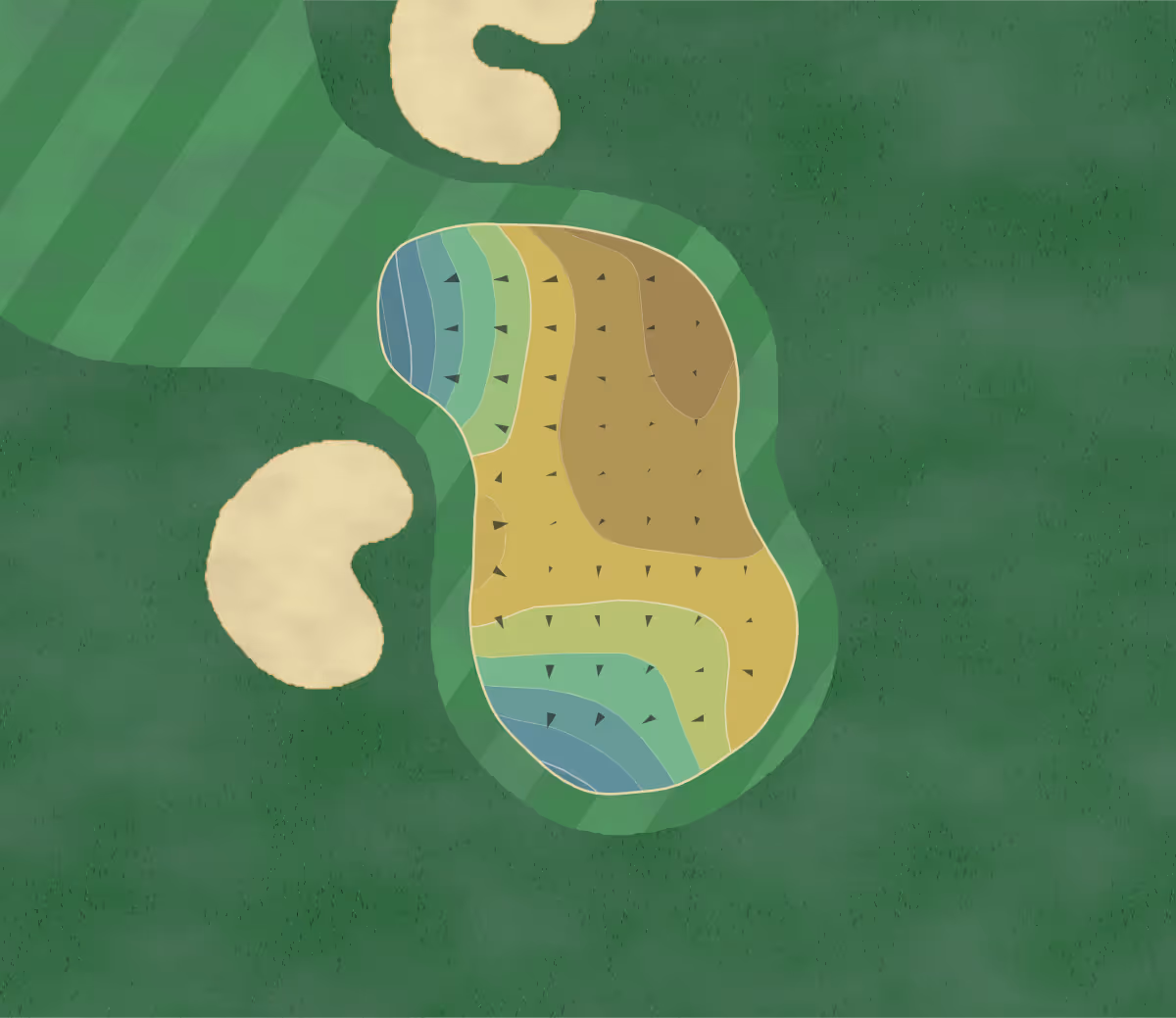 Green contour map of Butte Creek in Chico, California — 166 elevation contours at a 3-inch interval with fall-line arrows, traced from 1-meter lidar