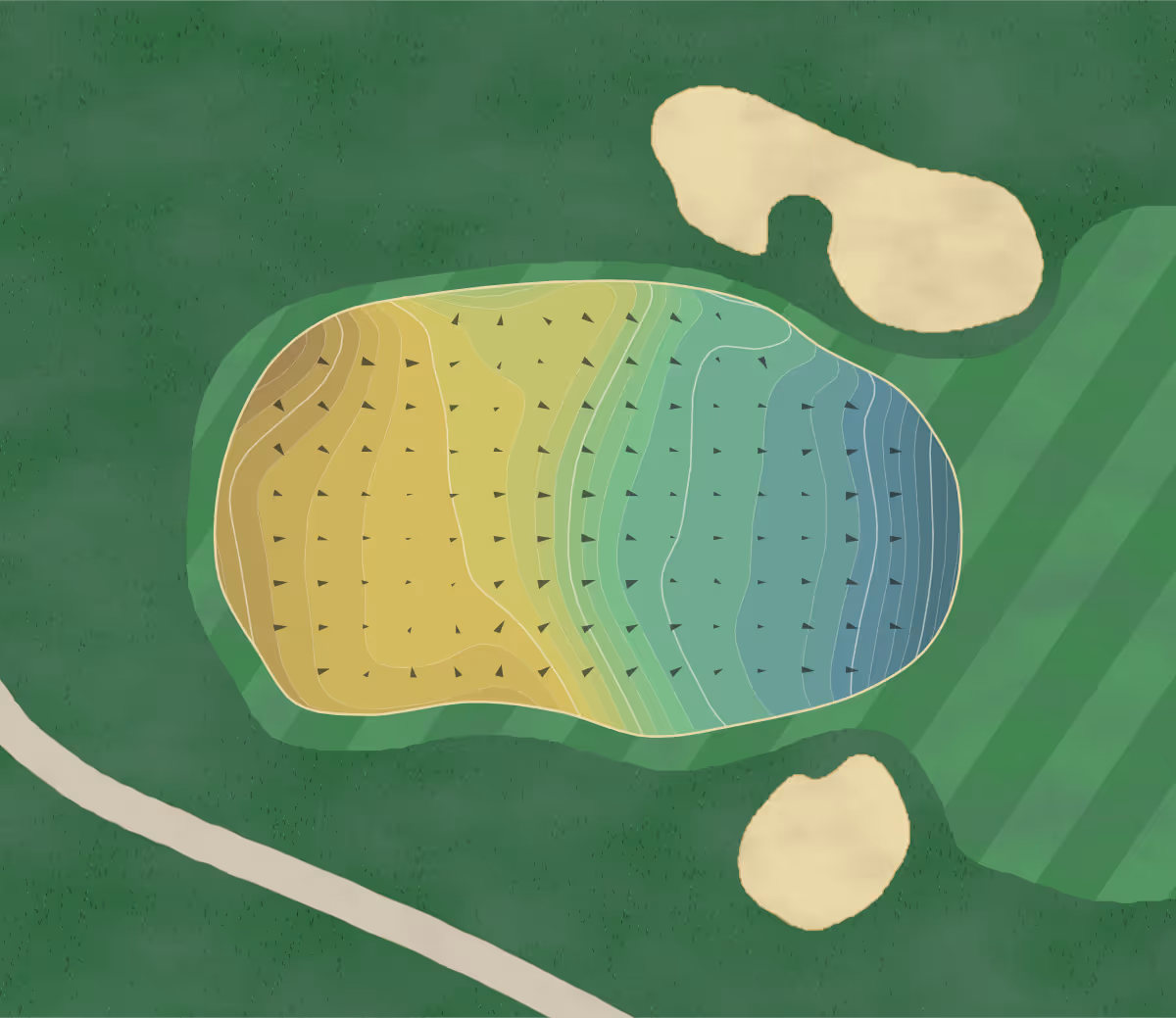 Green contour map of Butter Brook in Westford, Massachusetts — 207 elevation contours at a 3-inch interval with fall-line arrows, traced from 1-meter lidar