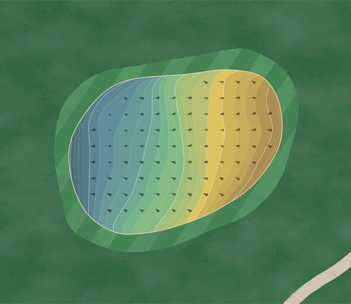 Green contour map of Callahan Gl in Waleska, Georgia — 213 elevation contours at a 3-inch interval with fall-line arrows, traced from 1-meter lidar