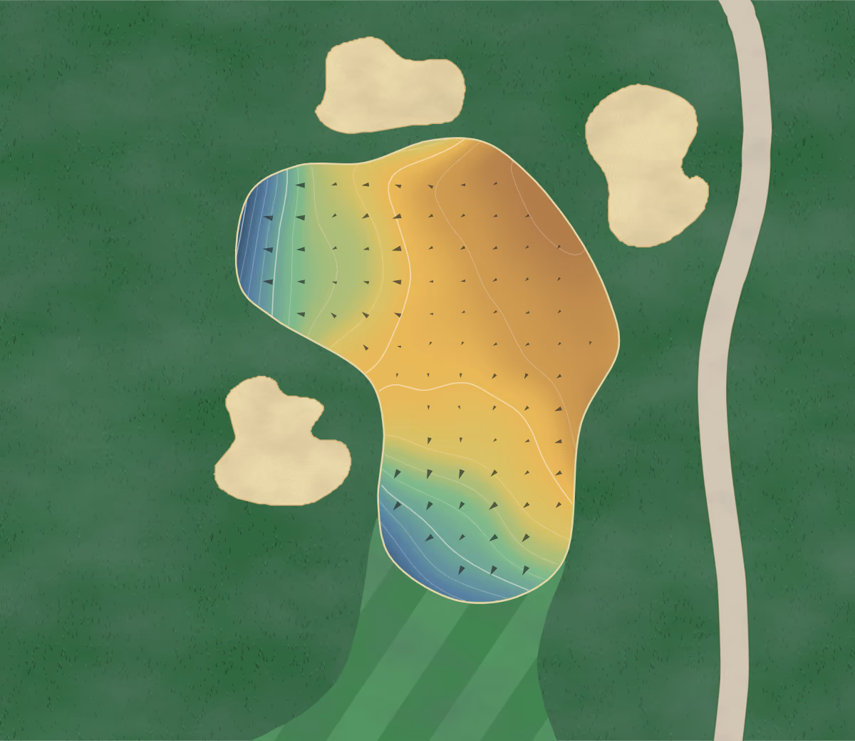 Green contour map of Callaway in Pine Mountain, Georgia: 173 elevation contours at a 3-inch interval with fall-line arrows, traced from 1-meter lidar