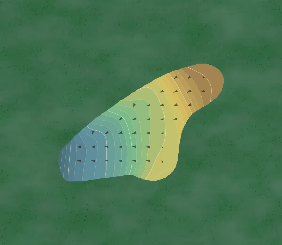 Green contour map of Camarillo Springs in Camarillo, California — 60 elevation contours at a 3-inch interval with fall-line arrows, traced from 1-meter lidar