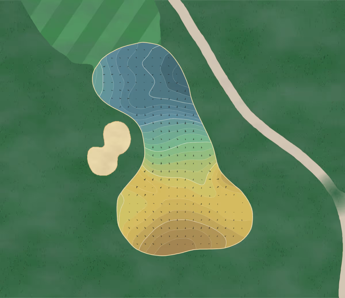 Green contour map of Campbell's in Salem, New Hampshire — 227 elevation contours at a 3-inch interval with fall-line arrows, traced from 1-meter lidar