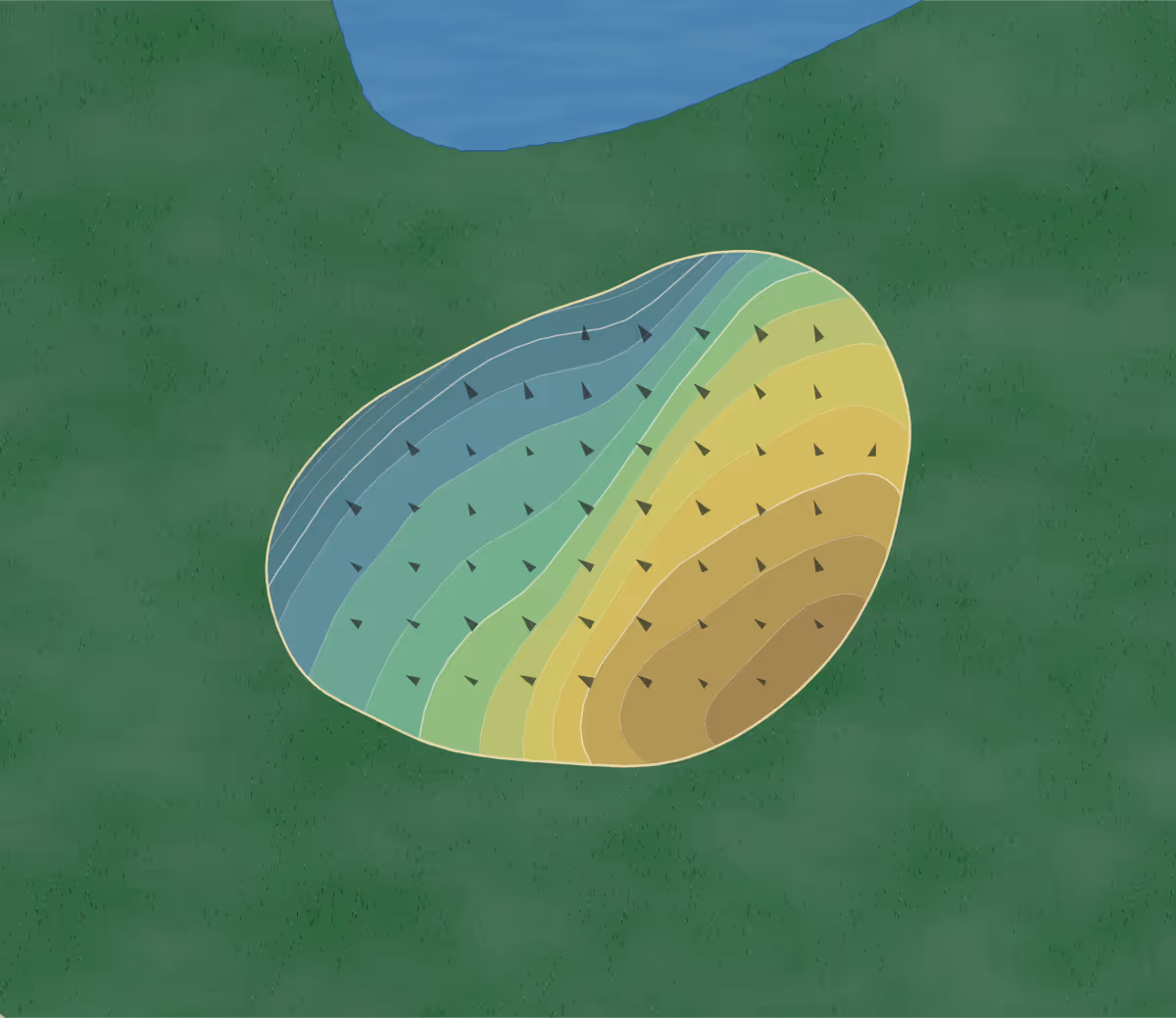 Green contour map of Campbellsville CC in Campbellsville, Kentucky — 179 elevation contours at a 3-inch interval with fall-line arrows, traced from 1-meter lidar