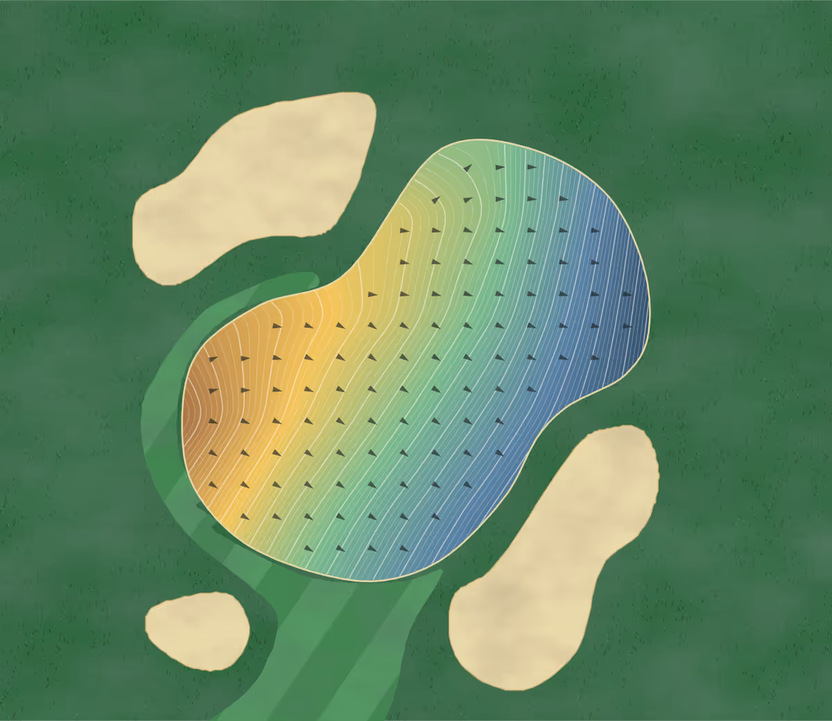 Green contour map of Canary Garden in Kimitsu, Japan: 515 elevation contours at a 8-centimeter interval with fall-line arrows, traced from 1-meter lidar