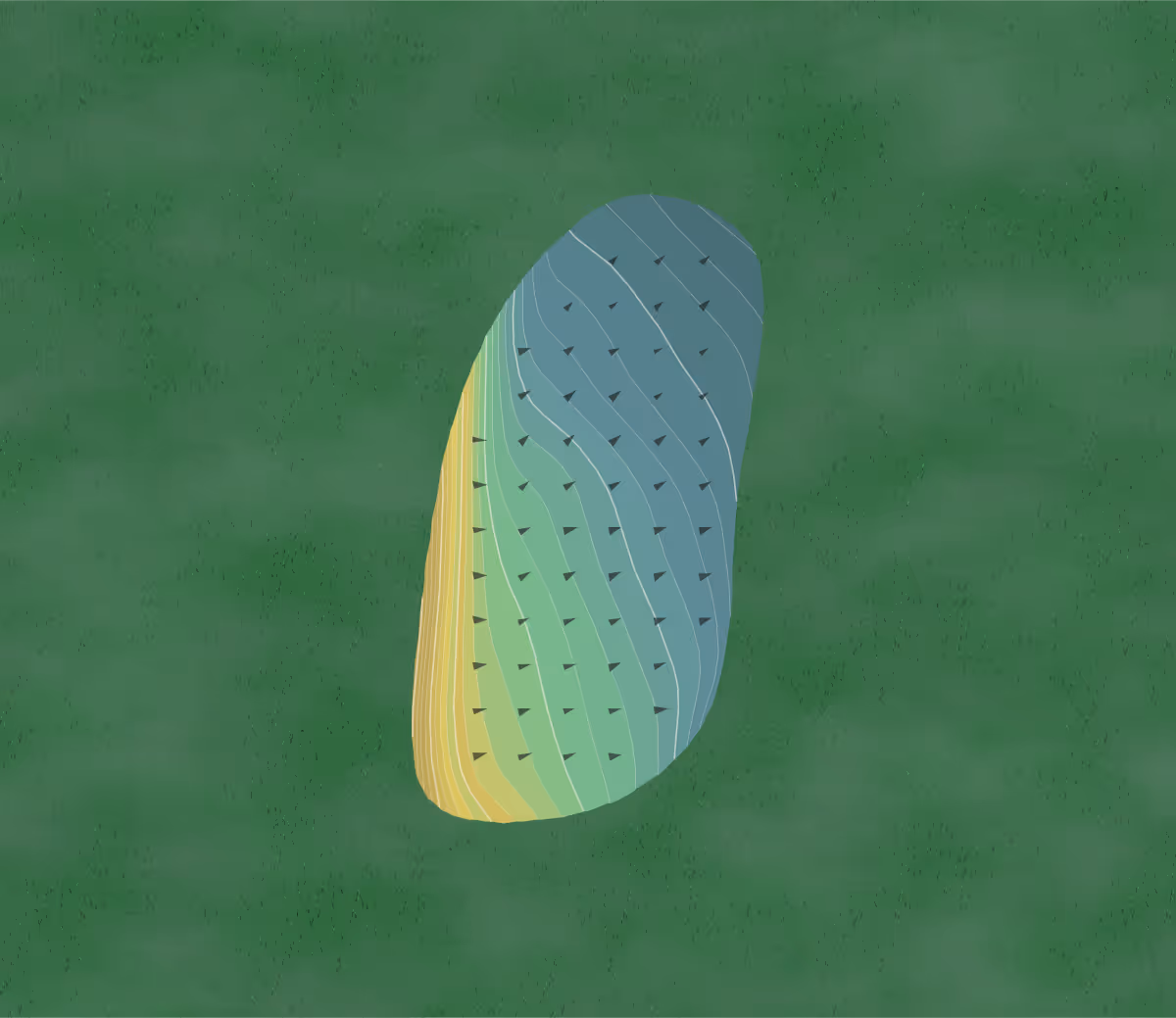 Green contour map of Candler Park in Atlanta, Georgia — 84 elevation contours at a 3-inch interval with fall-line arrows, traced from 1-meter lidar