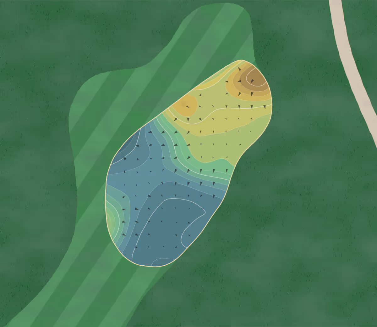 Green contour map of Canyata in Marshall, Illinois — 263 elevation contours at a 3-inch interval with fall-line arrows, traced from 1-meter lidar
